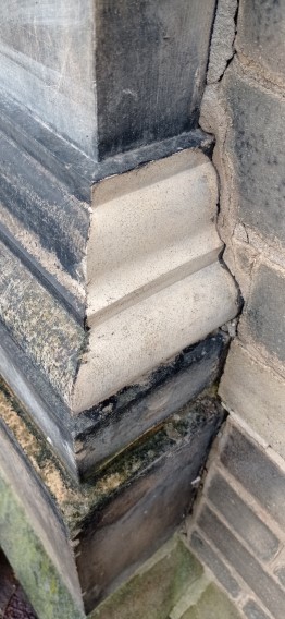 laser cleaned stonework close up view
